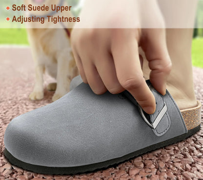 BULLIANT Comfort Clogs Slippers Sandals Nurse Work Shoes Unisex for Men Women with Cushioned Cork-Footbed 13 Women/11 Men Light Grey3402