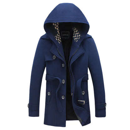 Hooded Men's Short Trench Coat