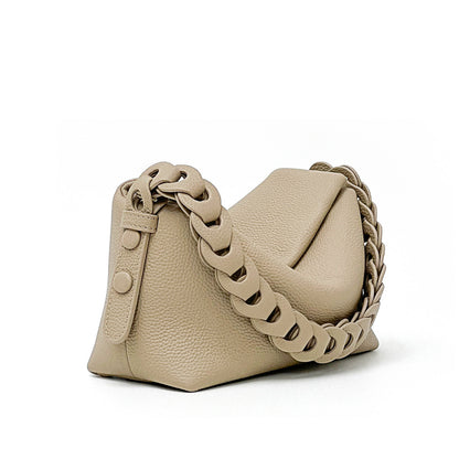 Woven First Layer Cowhide Leather Shoulder Bag