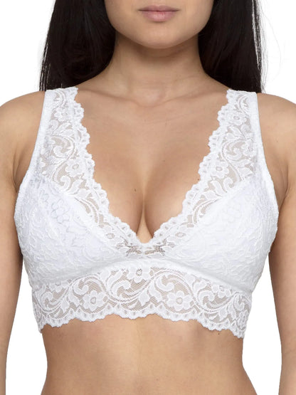 Smart & Sexy Signature Lace Deep V, Wireless Bralette for Women, available in Multi Packs Small White - 1 Pack