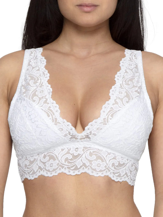 Smart & Sexy Signature Lace Deep V, Wireless Bralette for Women, available in Multi Packs Small White - 1 Pack