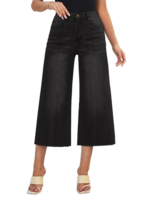 luvamia High Waisted Jeans for Women Wide Leg Jeans for Women Black Jeans Womens Capri Pants for Women Summer Outfits for Women High Waisted Wide Leg Pants for Women Size Small Size 4 6