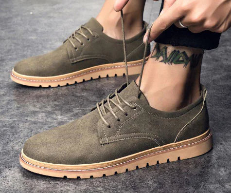 Men's Casual Suede Leather Work Shoes - British Style