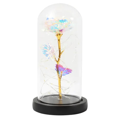 Enchanted Forever Rose Flower in Glass LED Light Christmas Decoration