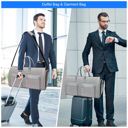 Convertible Garment Bag with Toiletry Bag, Modoker Carry on Garment Duffel Bag for Men Women - 2 in 1 Hanging Suitcase Suit Travel Bags, Light Grey