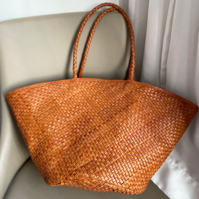 Hand Woven Bag in First Layer Cowhide Leather