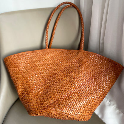 Hand Woven Bag in First Layer Cowhide Leather