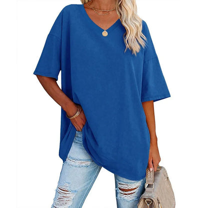 Women's Loose Short-sleeved V-neck T-shirt