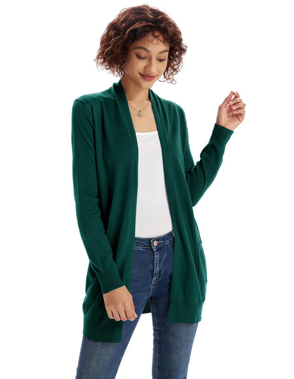 GRACE KARIN Women Lightweight Cardigan Sweaters with Pocket Long Sleeve Shrugs Dark Blue Green XX-Large