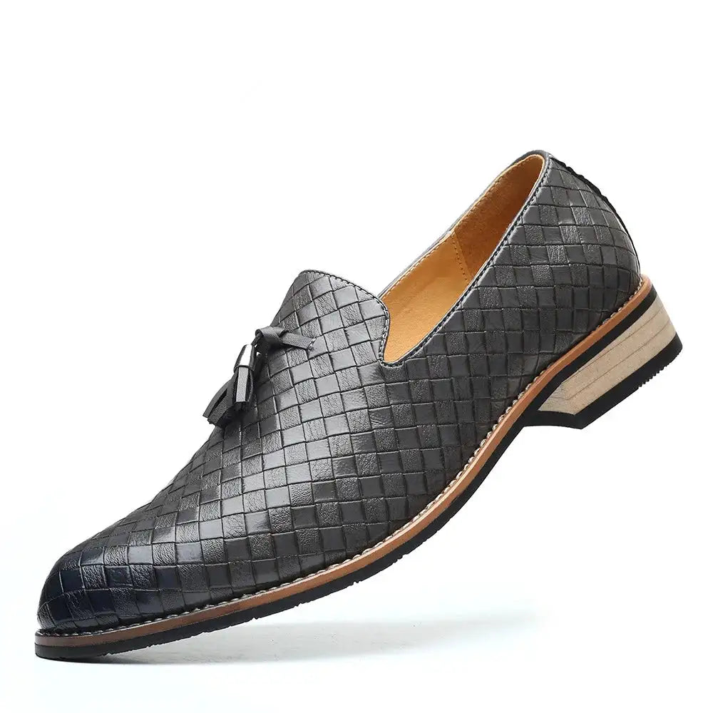 Vintage Patterned Vegan Leather Loafers for Men