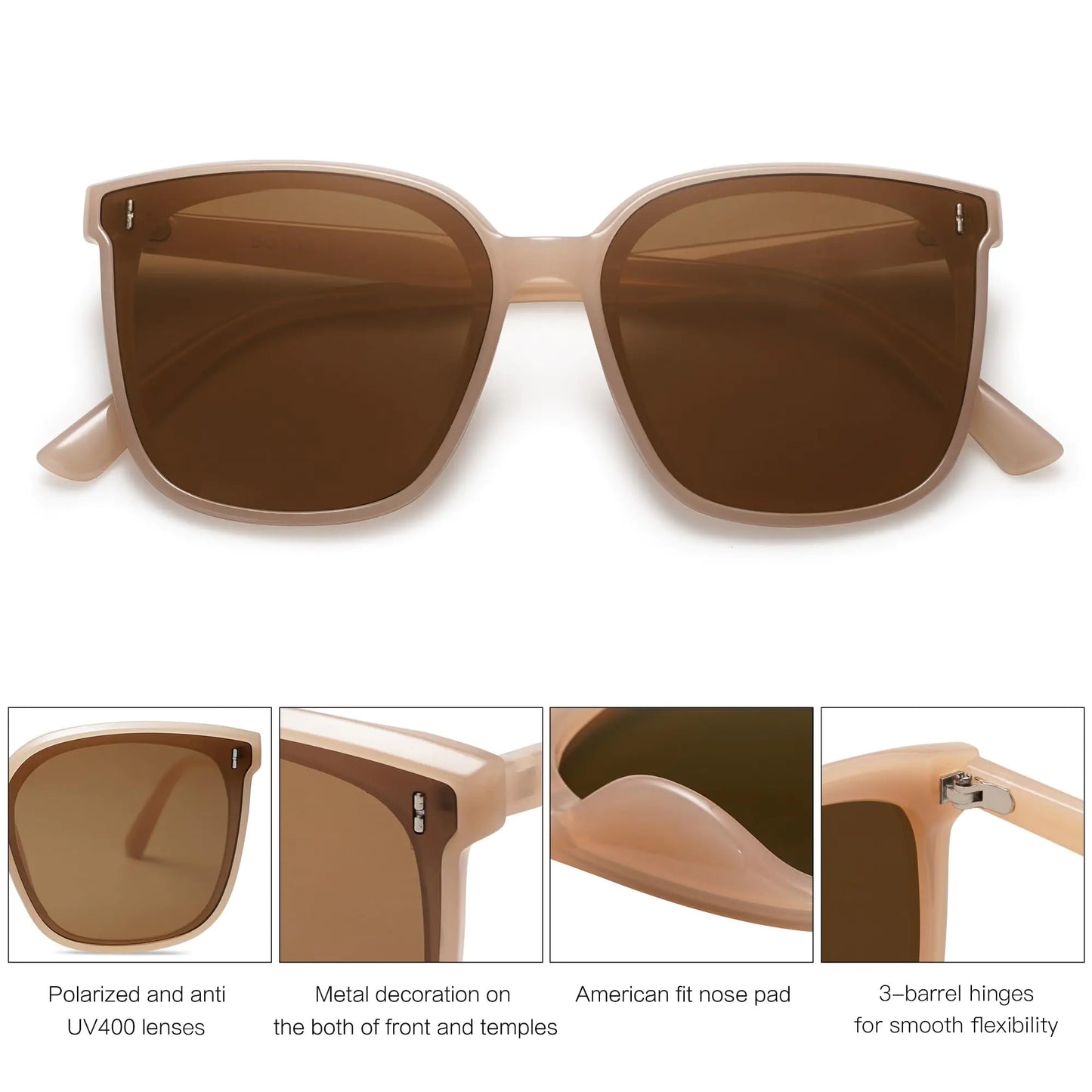 SOJOS Trendy Oversized Sunglasses for Women and Men Brown/Brown