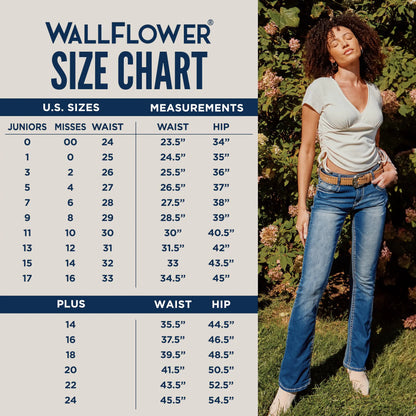 WallFlower Women's Luscious Curvy Bootcut Mid-Rise Insta Stretch Juniors Jeans Standard 5 Betsy