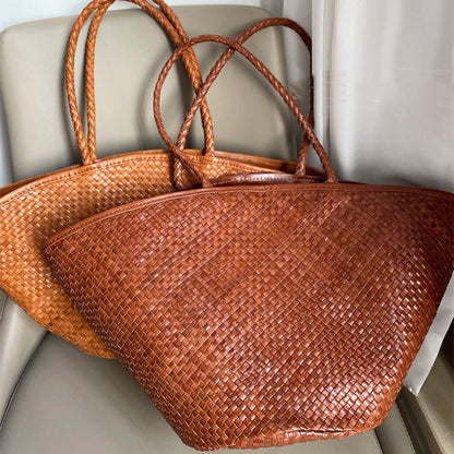 Hand Woven Bag in First Layer Cowhide Leather