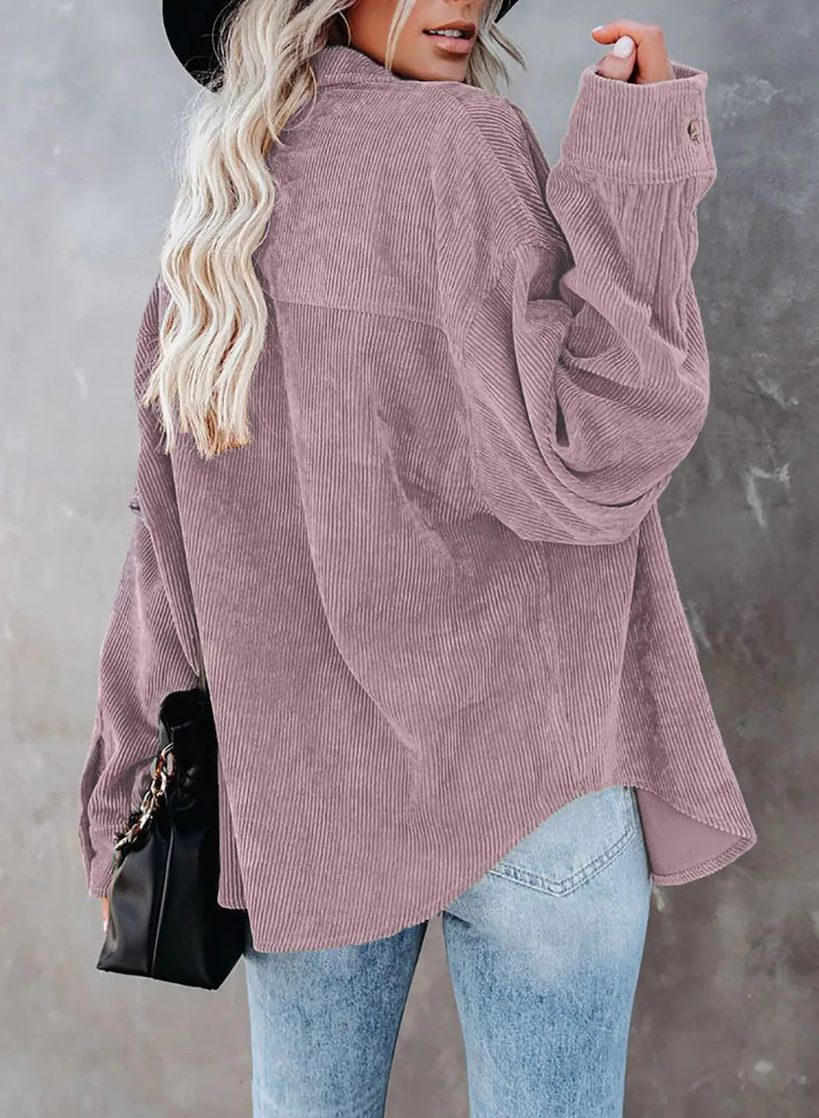 Astylish Women Corduroy Shirts Casual Long Sleeve Button Down Blouses Top Small U Light Purple