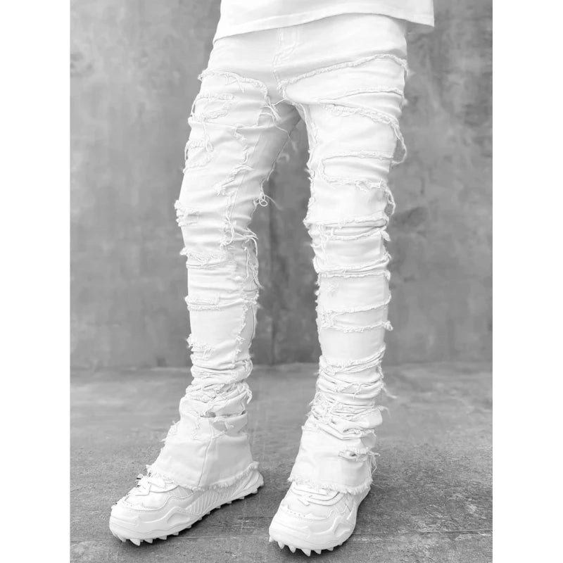 Classic Ripped Straight-Leg Denim