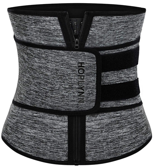 HOPLYNN Neoprene Sweat Waist Trainer Corset Trimmer Shaper Belt for Women Grey 3X-Large