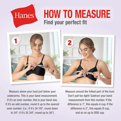 Hanes Women's Cozy Wireless Bra, Full-Coverage Pullover Bra, Seamless T-Shirt Bra Medium Clematis Blue