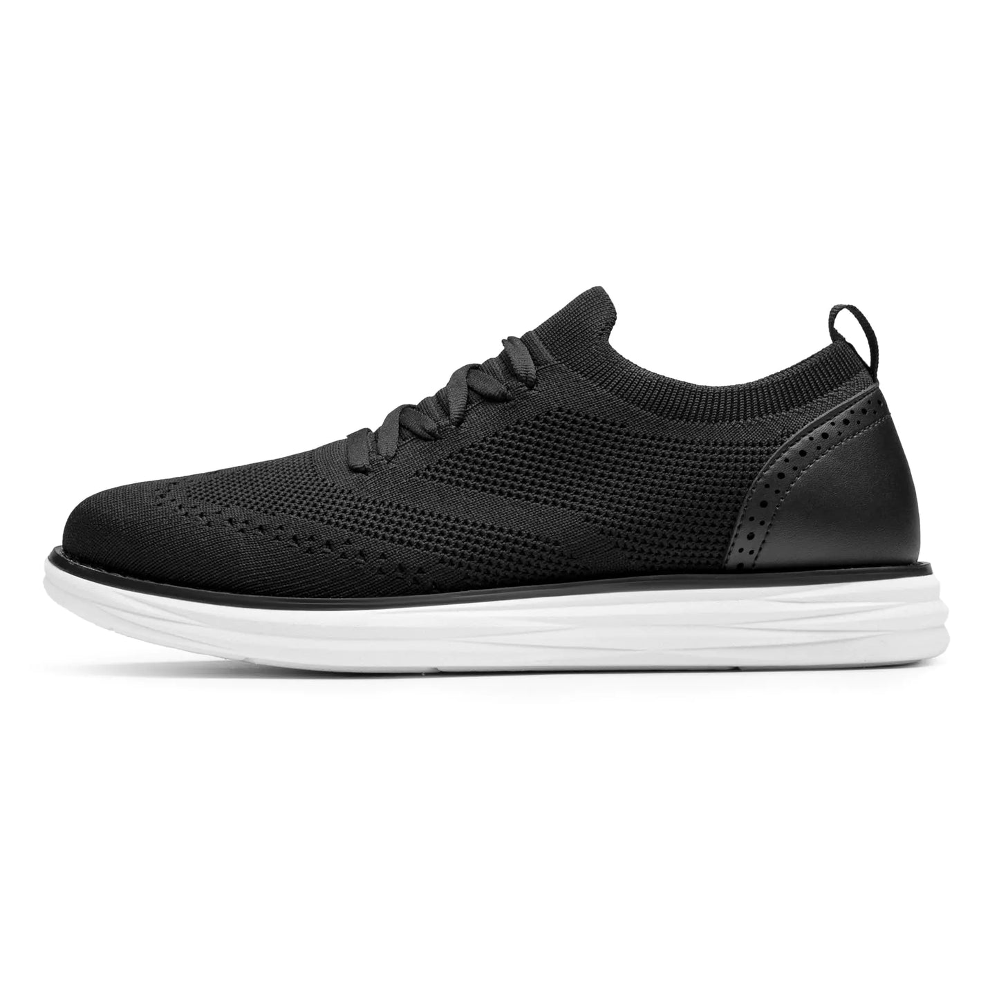 Bruno Marc Men's KnitFlex Craft Mesh Oxfords Sneakers Casual Dress Lace-Up Lightweight Walking Shoes 12 7-black