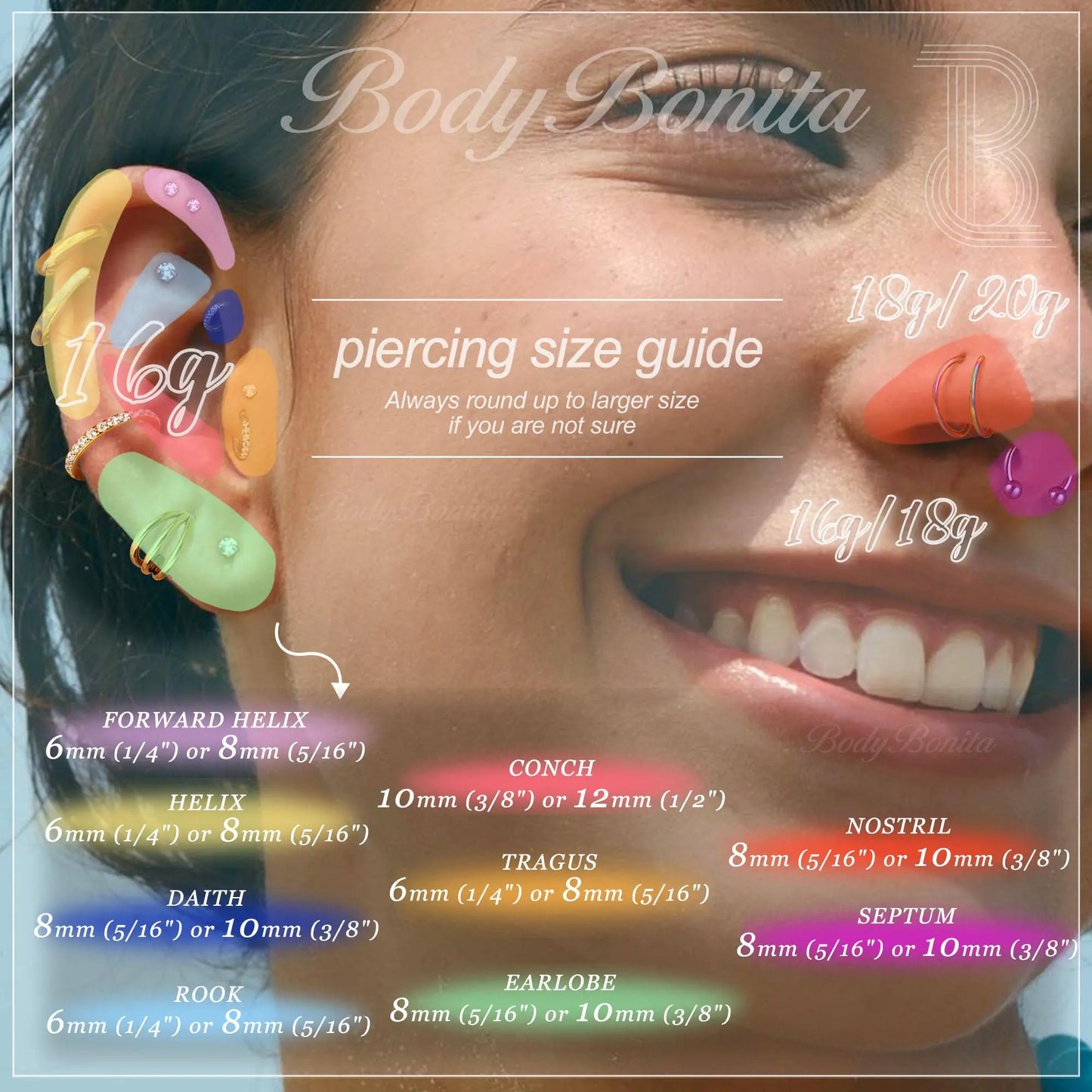 BodyBonita 3pcs Nose Rings Hoops - 316L Surgical Steel Double Hoop Nose Rings 16G/18G/20G Hinged CZ Conch Piercing Jewelry Septum Clicker Lip Rings Cartilage Earring Helix Rook Tragus Daith 7mm/8mm/9mm/10mm Rose Gold 16 gauge(1.2mm)-10mm