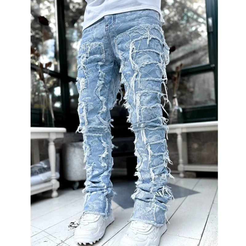 Classic Ripped Straight-Leg Denim