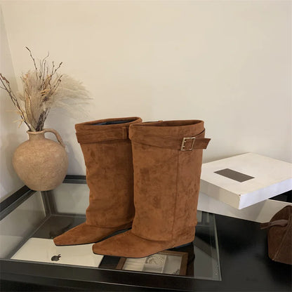 Chunky Heel Short Winter Boots