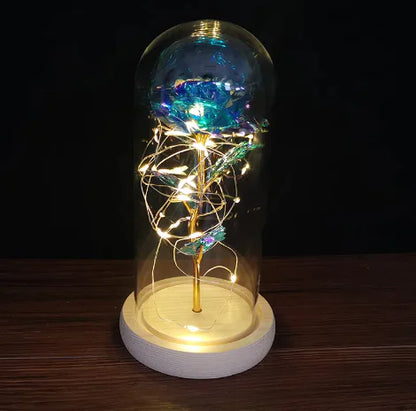 Enchanted Forever Rose Flower in Glass LED Light Christmas Decoration