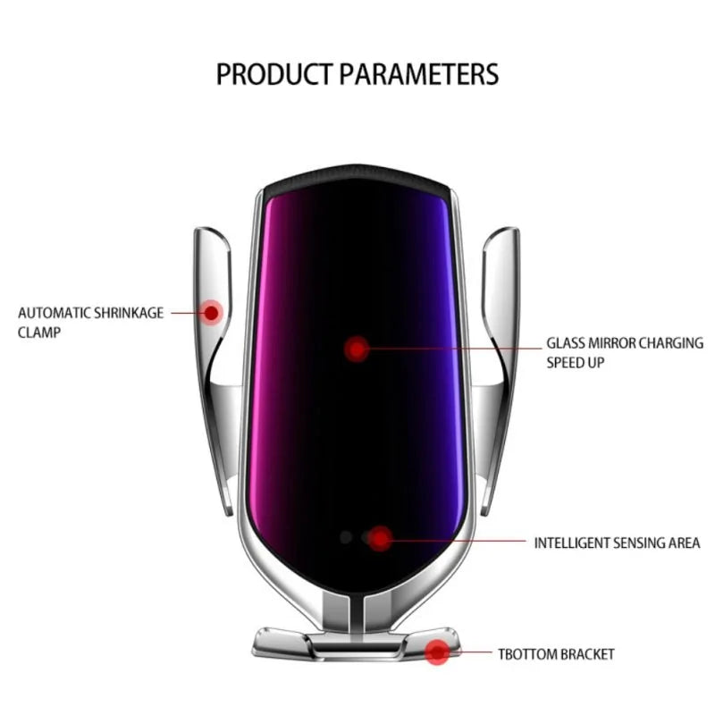 R1 Smart Auto-Clamping Qi Wireless Charger Car Mount