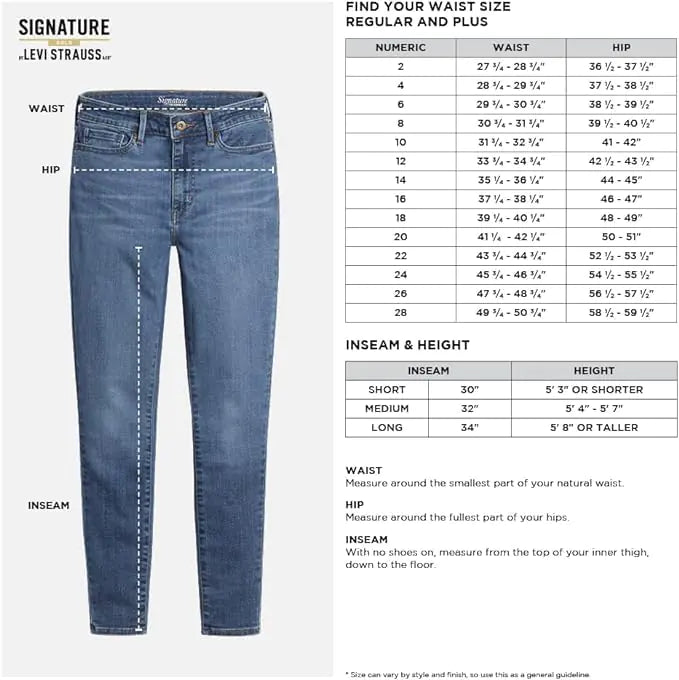 Signature by Levi Strauss & Co. Gold Women's Totally Shaping High Rise Skinny Jeans (Standard and Plus) 6 Long Sea and Sky