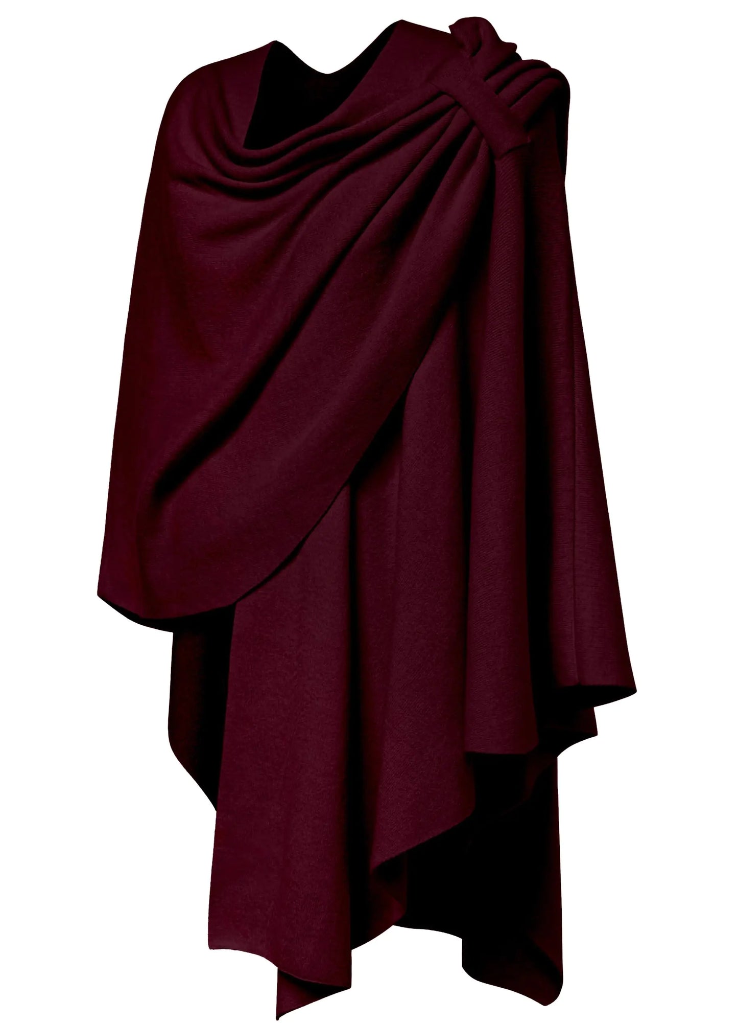 PULI Womens Large Cross Front Poncho Sweater Wrap Topper Knitted Elegant Shawls Cape for Fall Winter 1-burgundy