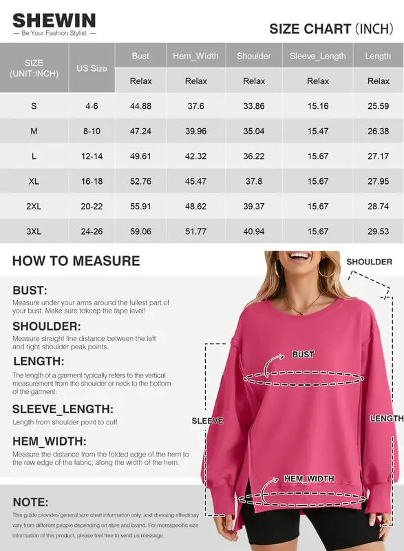 SHEWIN Womens Oversized Reverse Seam Sweatshirt Casual Long Sleeve Crewneck Lightweight Pullover Tops Loose Sweatshirts XX-Large N Gray