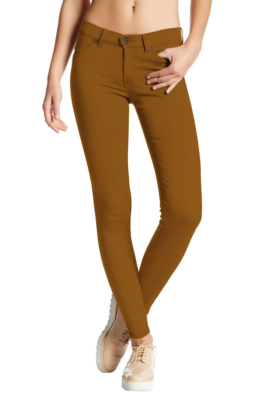 Hybrid & Company Womens Hyper Ultra Stretch Comfy Skinny Leg Work Casual Pants 1X Tobacco