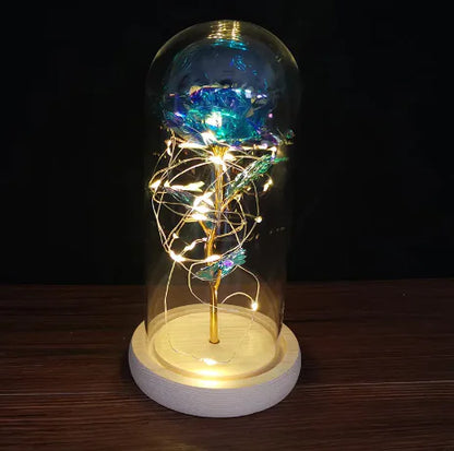 Enchanted Forever Rose Flower in Glass LED Light Christmas Decoration