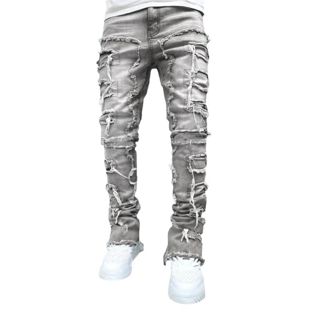 Classic Ripped Straight-Leg Denim