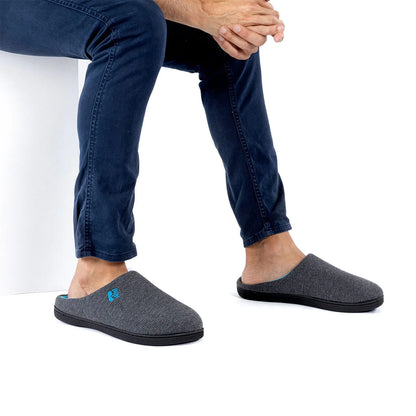 RockDove Men's Original Two-Tone Memory Foam Slipper 9-10 Dark Grey/Blue