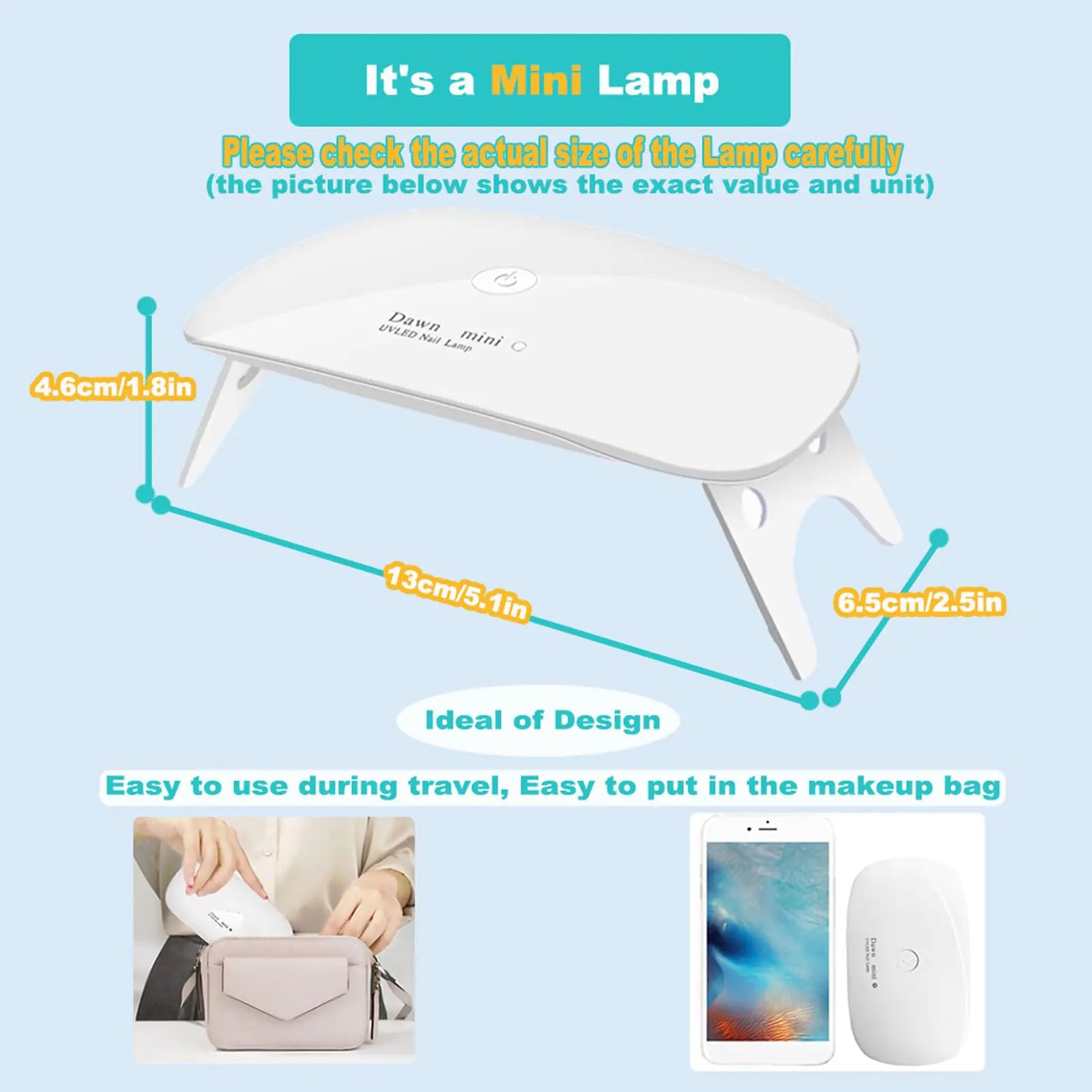 Kepma UV LED Nail Dryer Mini lamp Portable Curing Light for Gel Nail Polish,6w(White)