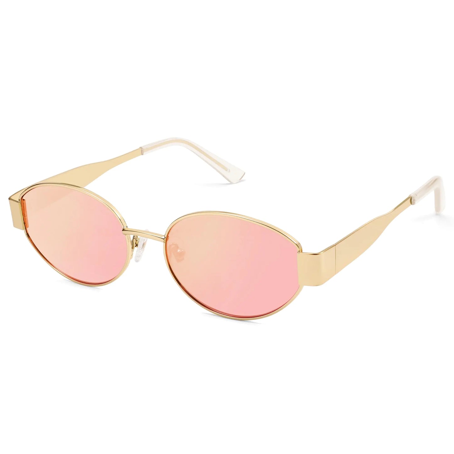 SOJOS Retro Oval Sunglasses for Women Men Trendy Sun Glasses Classic Shades UV400 Protection SJ1217 Gold/Grey