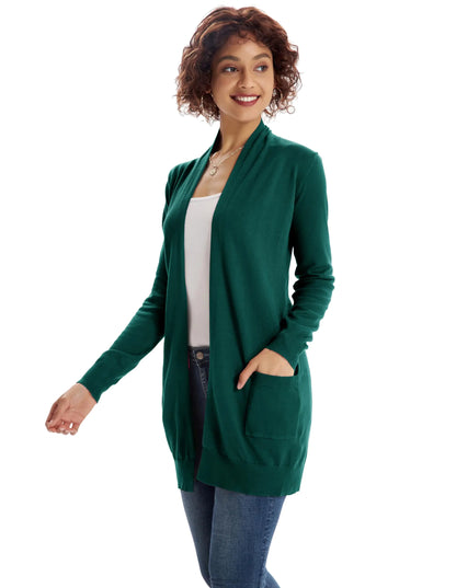 GRACE KARIN Women Lightweight Cardigan Sweaters with Pocket Long Sleeve Shrugs Dark Blue Green XX-Large