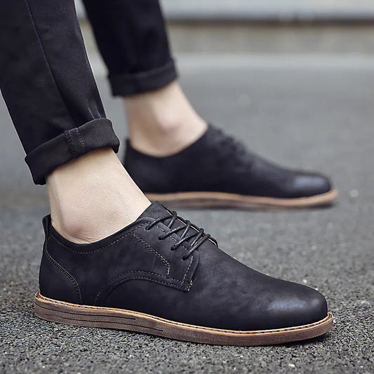 Men's Casual Suede Leather Work Shoes - British Style