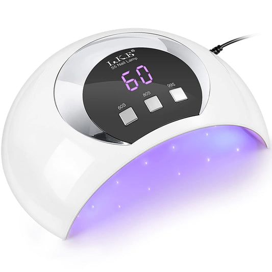 Wisdompark UV LED Nail Lamp, 54W UV Light for Gel Nails with Automatic Sensor/3 Timer Setting Professional Nail Dryer Gel Polish Curing Lamp Nail Art Tools (White) (54, Watts) 54