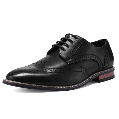 Men's Dress Shoes Formal Business Classic Lace Up Wingtip Oxford Shoes 13 Wide Wingtip Black