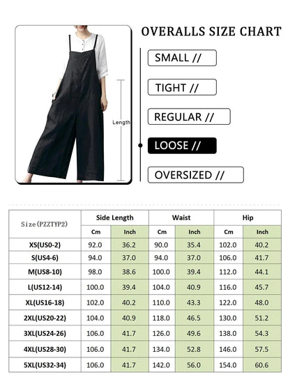 YESNO Women Casual Loose Long Bib Pants Wide Leg Jumpsuits Baggy Cotton Rompers Overalls with Pockets PZZTYP2 3X-Large Apricot