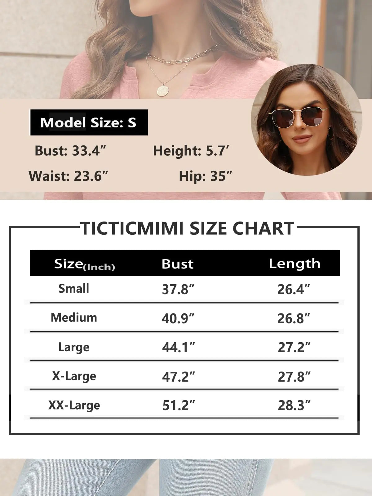 TICTICMIMI Women's V Neck 3/4 Sleeve T Shirts Casual Basic Summer Tees Shirts Loose Fit Tunic Tops X-Large Grey