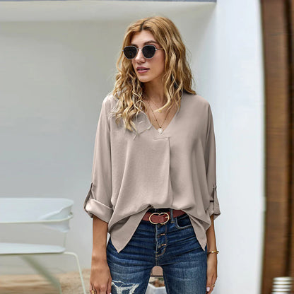 Solid Color Loose Pullover Shirt